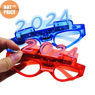 Aosuoas แว่นตากันแดด LED 2024 สําหรับปาร์ตี้คริสต์มาส ปีใหม่