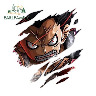 Earlfamily สติกเกอร์ ลายอนิเมะ One Piece กันน้ํา กันรอยขีดข่วน 13 ซม. x 11.4 ซม. สําหรับติดตกแต่งรถยนต์