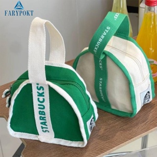 [NEW] White&Green Starbucks Mini Triangle Bag Lunch Bag Large Capacity Mummy Bag