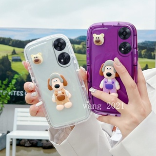 Cute Phone Case เคส OPPO A78 A17k A17 A77 A77s A57 A96 A76 Find X5 X3 Pro 5G Casing Lens Protection Soft Case 3D Cartoon Dog OPPO A78 5G Phone Back Cover เคสโทรศัพท