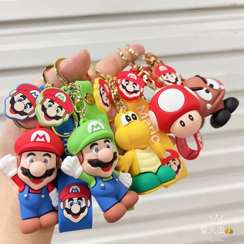 พวงกุญแจ-จี้ตุ๊กตาฟิกเกอร์-super-mario-bros-luigi-ของเล่นสําหรับเด็ก