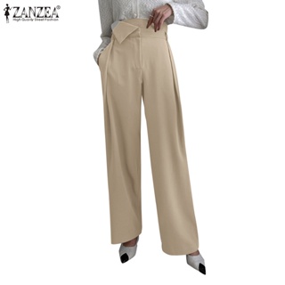 Celmia ZANZEA กางเกงขายาว ขากว้าง เอวสูง ลําลอง ทรงหลวม หรูหรา สําหรับผู้หญิง