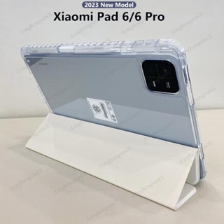 เคสอะคริลิคใส แบบฝาพับ พร้อมช่องใส่ดินสอ สําหรับ Xiaomi Pad 6 Mipad Xiami Mi Pad 6 Pro 11 นิ้ว 2023 2023