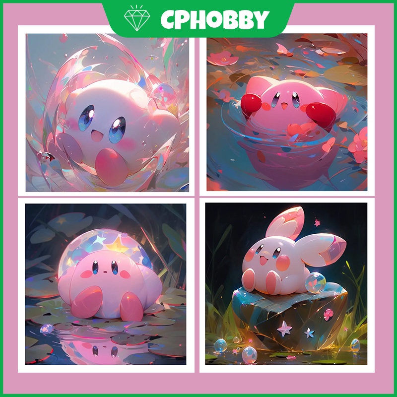 cp-ชุดงานจิตรกรรมเม็ดบีด-ทรงเพชรกลม-รูปการ์ตูน-kirby-5d-แฮนด์เมด-สําหรับตกแต่งผนังบ้าน