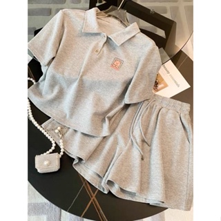 Clearance counter withdraws ~ summer fashion age-reducing foreign style sports suit womens casual polo collar two-piece set