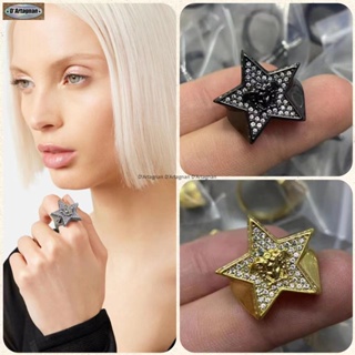 {TOP} แหวนคริสตัล GALAXY RING Medusa charm Star RING ทองเหลือง ชุบทอง สไตล์เกาหลี สําหรับผู้หญิง 2023