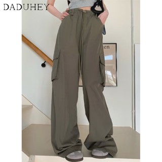 DaDuHey🎈 Cargo Pants Womens Summer 2023 New American Style High Street Straight Loose Wide Leg Jeans Sports Pants