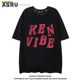 ASRV ผู้ชายแขนสั้นเวอร์ชั่นเกาหลีใหม่อินเทรนด์สไตล์ฮ่องกงหลวมสบาย ๆ เสื้อยืดแบรนด์ไทด์