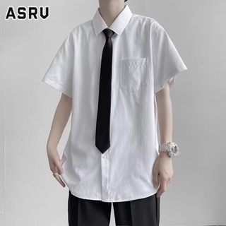 ASRV วรรณกรรมแขนสั้นผู้ชายฮาราจูกุเยาวชนที่นิยมทุกวันคอสี่เหลี่ยมอินเทรนด์เสื้ออารมณ์ใหม่ของญี่ปุ่น