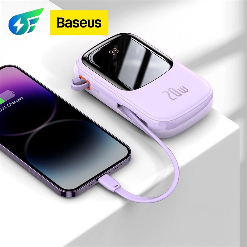 Baseus 20000mAh ธนาคารพลังงาน พร้อมสายโทรศัพท์ในตัว | Shopee Thailand