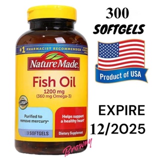 Nature Made Fish Oil 1200 mg (360 mg OMEGA-3) 300 Softgels.