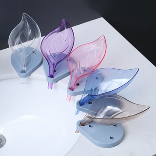 Leaf shaped Soap Box Holder with Self Draining Design for Bathroom and Kitchen