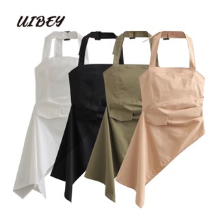 Uibey เสื้อกั๊ก เปิดหลัง สายคล้องคอ สีพื้น แฟชั่น 9661