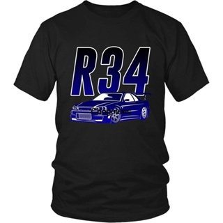 T-shirt เสื้อยืด พิมพ์ลายรถยนต์ Nissan Skyline R34 Gtr Tuner XS S M L XL XXL 3XL 4XL 5XL 6XLS-5XL  YADD