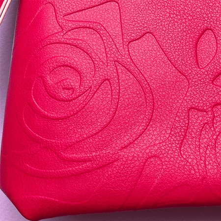 lancome-leather-medium-cosmetic-bag-shocking-pink-ฉลุลายกุหลาบ-คุณภาพดี