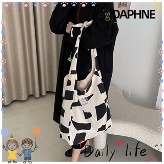 Daphne กระเป๋าสะพายไหล่ กระเป๋าช้อปปิ้ง ผ้าแคนวาส แบบนิ่ม ขนาดใหญ่ จุของได้เยอะ สีเขียว สีฟ้า สีดํา