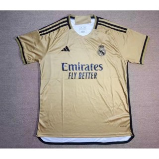 เสื้อกีฬาแขนสั้น ลายทีมฟุตบอล Real Madrid Special Edition สีเหลือง ไซซ์ S - XXL 23 24