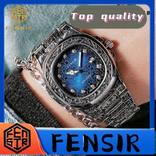 Fensir FENSIR พร้อมส่ง นาฬิกาข้อมือควอทซ์ไฟฟ้า แกะสลัก หน้าปัดบอกอิทธิพล พร้อมปฏิทิน