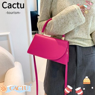 Cactu กระเป๋าสะพายไหล่ สะพายข้าง ใต้วงแขน หนัง Pu ทรงสี่เหลี่ยม สีพื้น พร้อมสายโซ่ สําหรับผู้หญิง