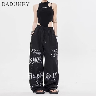 DaDuHey🎈 Womens American Style Retro Casual Casual Parachute Overalls Loose High Street Pleated Wide-Leg Cargo Pants