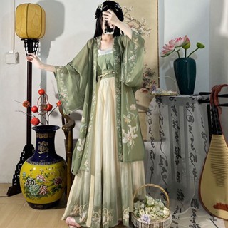 T Baili Mingqing ของแท้ [ตะกร้าสีเขียว] กระโปรงพลีทยาว เอวสูง พิมพ์ลาย สไตล์ฮั่นฝู แฟชั่นฤดูใบไม้ผลิ และฤดูร้อน สําหรับผู้หญิง