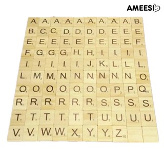 Ameesi ของเล่นไม้ ตัวอักษร ตัวเลข กระเบื้อง เสริมการเรียนรู้เด็ก 100 ชิ้น/ชุด