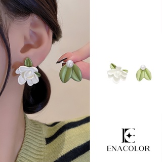 Enacolor ต่างหู ประดับมุก ดอกไม้ สไตล์เกาหลี แฟชั่นสําหรับผู้หญิง 2023