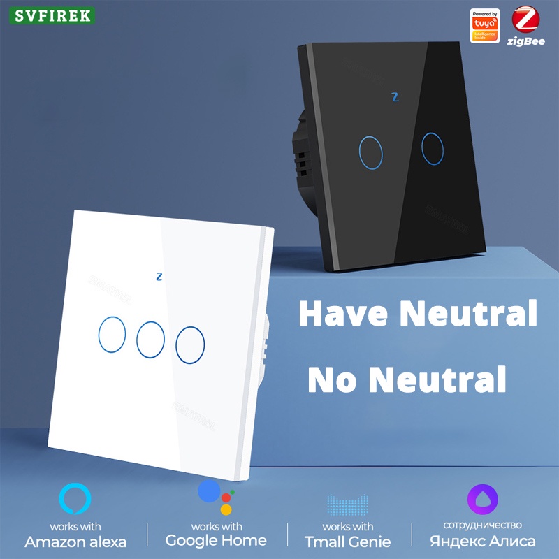 Zigbee WiFi สวิทช์ Tuya สวิทช์ไฟสัมผัสไม่มี Neutral Wire 1/2/3/4 Gang ...