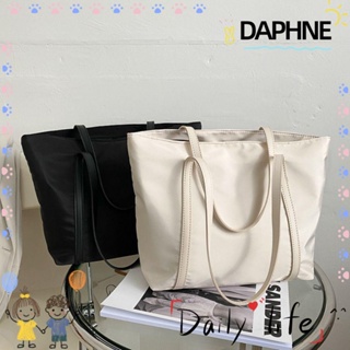 Daphne กระเป๋าช้อปปิ้ง กระเป๋าถือลําลอง มีซิป จุของได้เยอะ สีพื้น แฟชั่นสําหรับสตรี