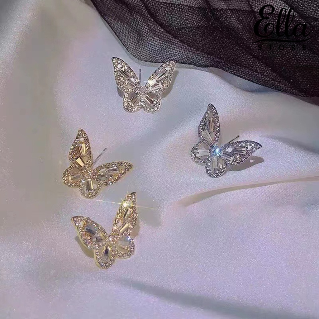 ellastore123-ต่างหูสตั๊ด-รูปผีเสื้อ-ประดับพลอยเทียม-คริสตัลเทียม-กลวง-ป้องกันสนิม-น้ําหนักเบา-เครื่องประดับ-สําหรับผู้หญิง-1-คู่