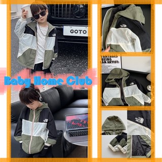เสื้อแจ็กเก็ต มีฮู้ด พิมพ์ลายตัวอักษร สไตล์เกาหลี ญี่ปุ่น สําหรับเด็ก (90-140 ซม.)