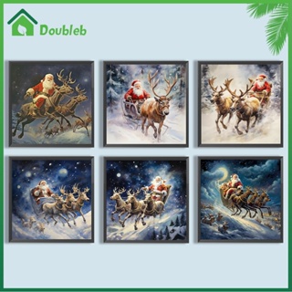 【Doub X ✮】ภาพวาดปักเพชร ทรงกลม ลายซานต้า 5D DIY สําหรับตกแต่งบ้าน ✮