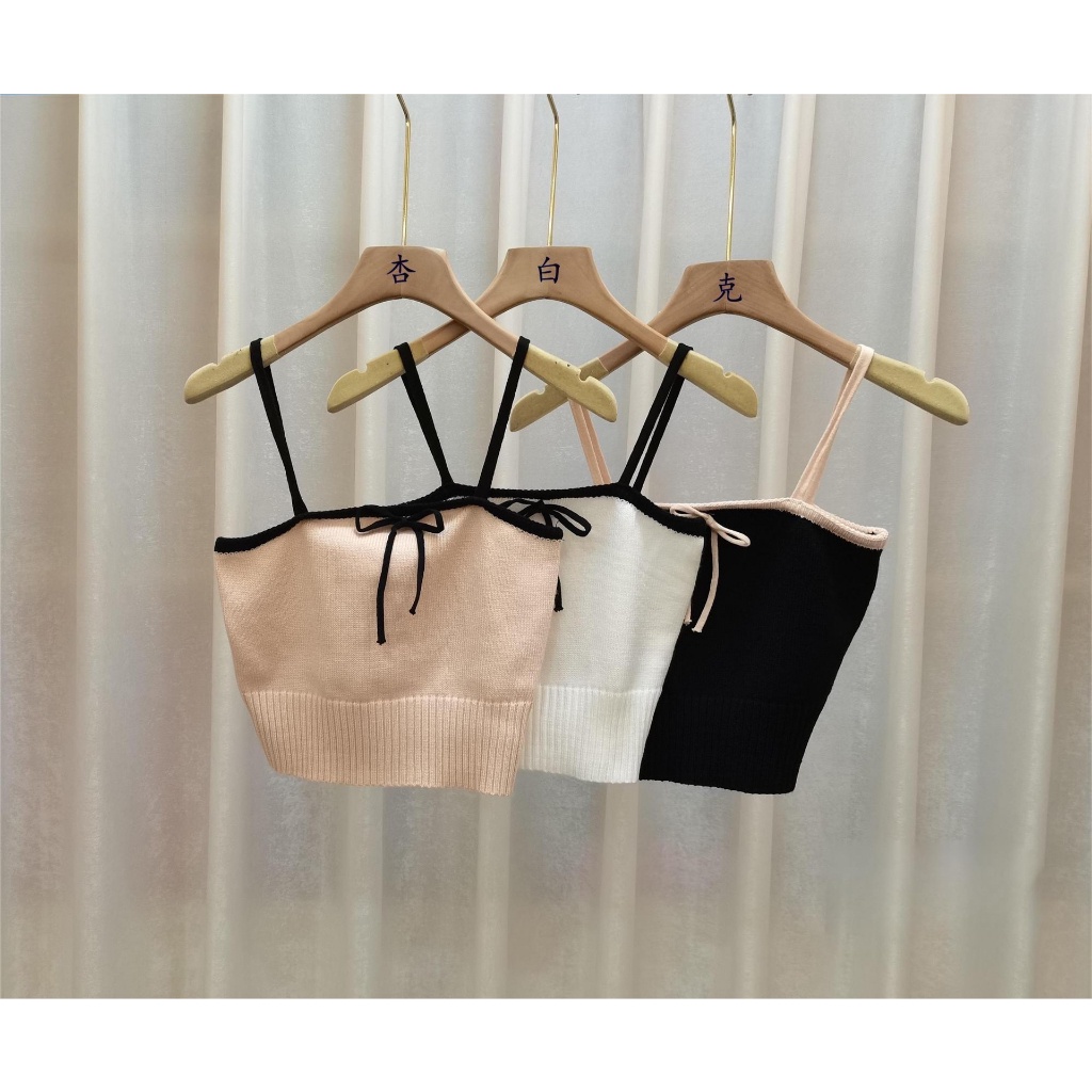 fashion-เสื้อสายเดี่ยวไหมพรมตัวเล็ก-เสื้อตัวครอป-รุ่น-w5826