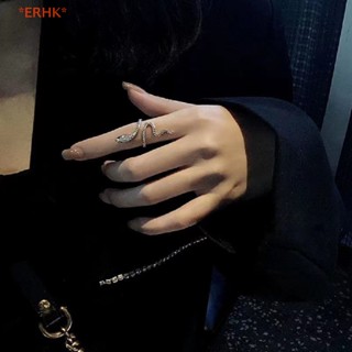 Erhk&gt; แหวน รูปงู ประดับคริสตัล พลอยเทียม ปรับได้ สไตล์พังก์ กอธิค วินเทจ แฟชั่นสําหรับผู้ชาย ผู้หญิง งานแต่งงาน ปาร์ตี้ เครื่องประดับใหม่