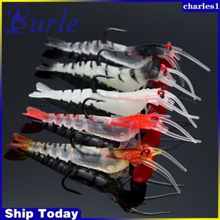 Charles Burle เหยื่อตกปลา รูปกุ้ง เรืองแสง 5 ส่วน 80 มม. 10.5 กรัม 5 ชิ้น ต่อล็อต