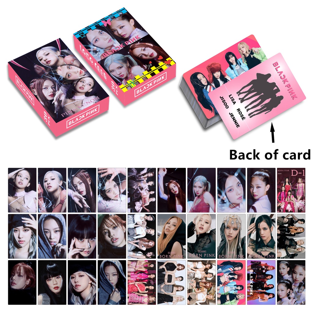 โปสการ์ดโลโม่-อัลบั้ม-black-pink-shut-down-born-pink-jisoo-lisa-rose-jennie-สีดํา-สีชมพู-จํานวน-30-ชิ้น-ต่อกล่อง