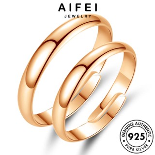 AIFEI JEWELRY แท้ ทอง มันวาวเรียบง่าย เกาหลี คู่รัก แฟชั่น เครื่องประดับ ต้นฉบับ 925 Silver เครื่องประดับ เงิน แหวน R85