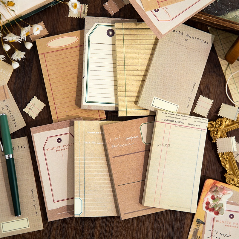 Journal Go 50 แผ่น Vintage Basic Memo Pads วัสดุกระดาษ Junk Journal ...