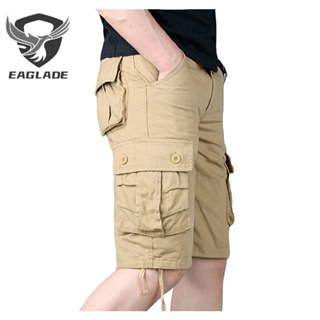 Eaglade กางเกงคาร์โก้ ขาสั้น ผ้าฝ้าย 100% ทรงหลวม สําหรับผู้ชาย S6S สีกากี