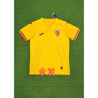 【 Fans 】2324 ใหม่ เสื้อยืดแขนสั้น ลายฟุตบอล Romania สีเหลือง คุณภาพสูง