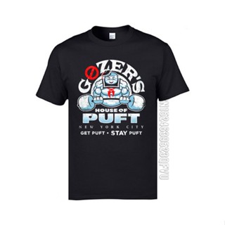 เสื้อยืด ผ้าฝ้าย 100% พิมพ์ลาย House of Puft สไตล์ยุโรป เหมาะกับฤดูใบไม้ร่วง สําหรับผู้ชาย ใส่ออกกําลังกาย เพาะกาย