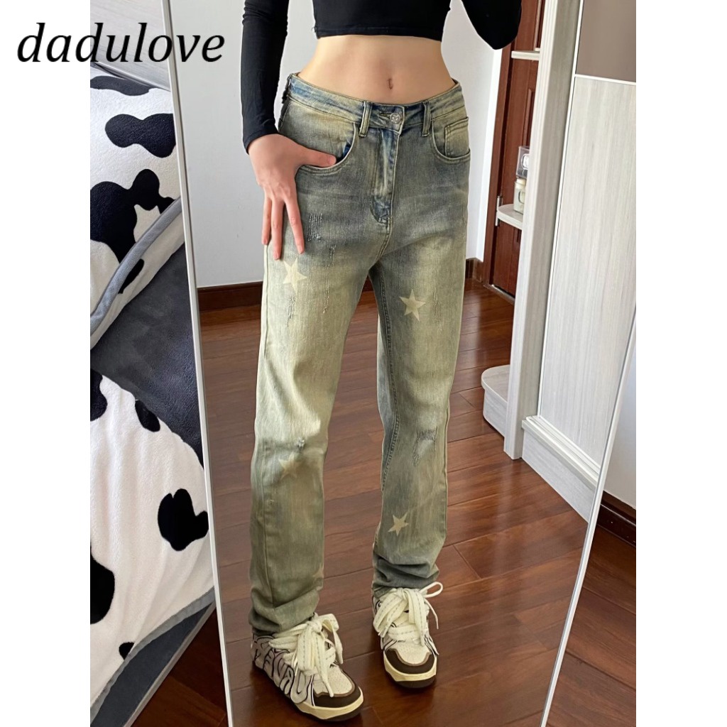 dadulove-new-korean-version-of-ins-retro-washed-jeans-womens-high-waist-star-wide-leg-pants-trousers