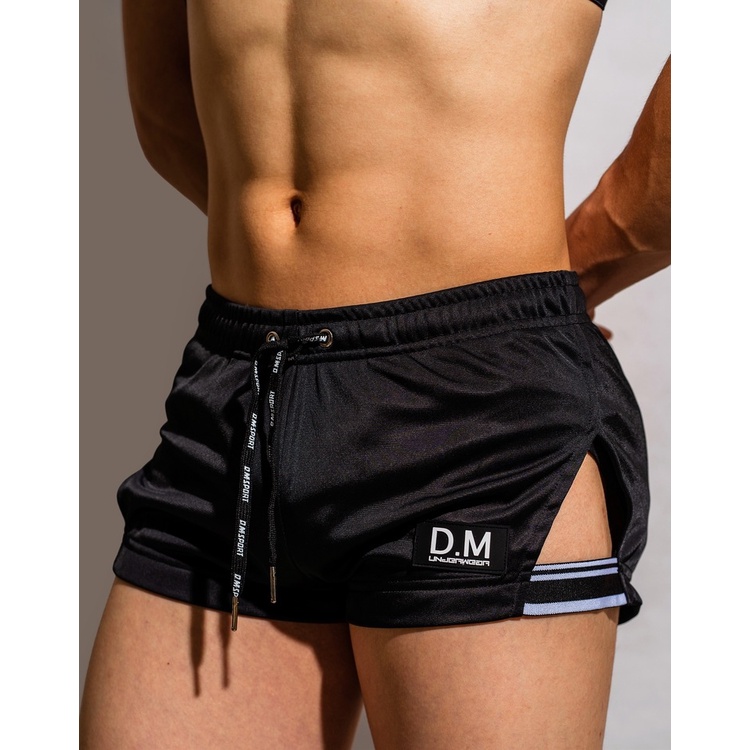 gymen-d-m-กางเกงบ็อกเซอร์ขาสั้น-เอวต่ํา-ผ้าโพลีเอสเตอร์-แต่งลูกไม้-เซ็กซี่-สําหรับผู้ชาย