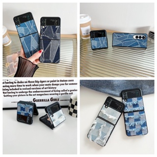 เคสโทรศัพท์มือถือ PC ใส หรูหรา สีฟ้า สําหรับ Samsung Galaxy Z Flip 4 Z Flip 3 Z Flip4 Z Flip3