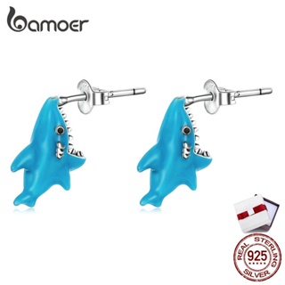 Bamoer 1 Pair 925 Silver Shark Earring Stud Fashion Jewellery Gifts For Women Bse563