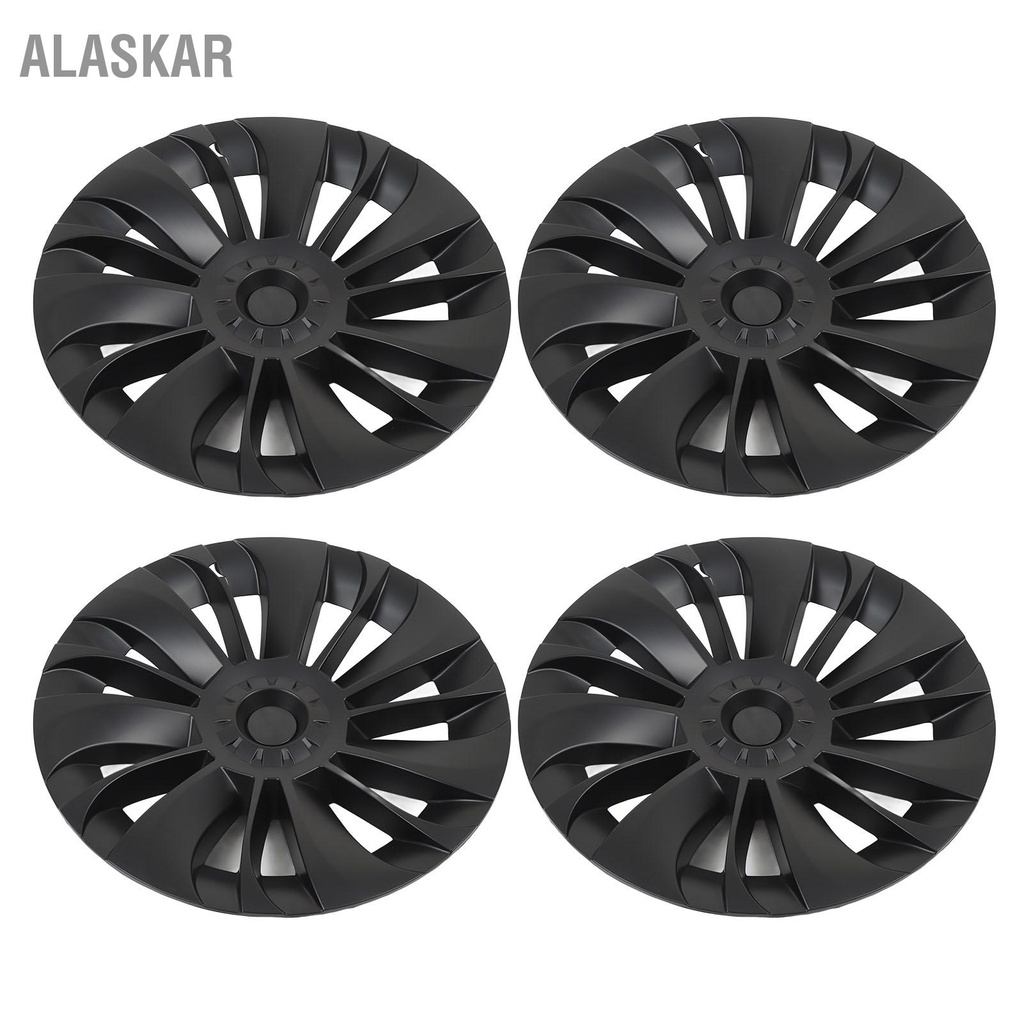 alaskar-ฝาครอบล้อ-4-ชิ้น-hubcap-matte-black-มีสไตล์ทนทานสวมทนล้อขอบเปลี่ยนฝาครอบสำหรับ-tesla-รุ่น-y