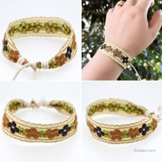 สร้อยข้อมือ แบบถัก ปักลายดอกไม้ สไตล์โบฮีเมียน