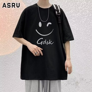 ASRV เสื้อยืด แฟชั่นอินเทรนด์แบรนด์เยาวชนยอดนิยมสไตล์เมืองคอกลมเรียบง่ายทุกวันเสื้อยืดแขนสั้นหลวม