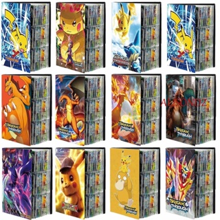 ALISONDZ Pokemons Toys Pokemon Album Book Toy Gift Pokemon Card Pikachu Bluesky Cover Anime 432 Cards 9 Pocket Cartoon Collectors Book Game Map Cards Game Card Binder