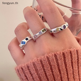 Fengyun แหวนเพทาย หลากสี ปรับได้ สไตล์ฮิปฮอป ย้อนยุค เครื่องประดับ สําหรับผู้หญิง TH